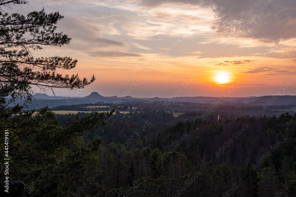 Sandstone rock world of Saxon Switzerland - sunset Sandstone rock world of Saxon Switzerland - sunset
