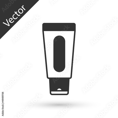 Grey Tube of hand cream icon isolated on white background. Vector
