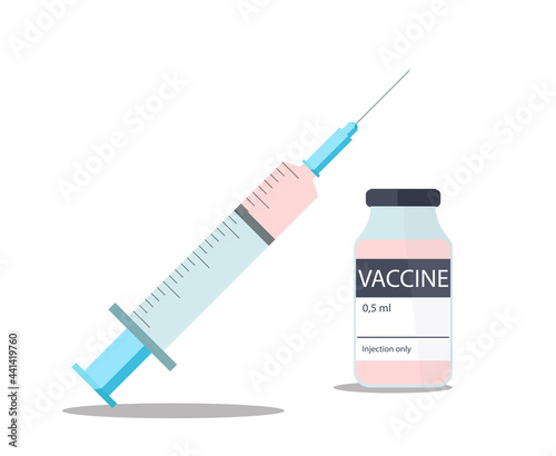 Syringe and vaccine bottle. Vector illustration