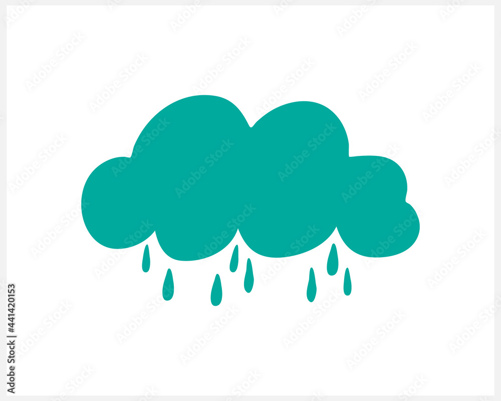 Doodle cloud with rain icon isolated on white. Kids hand drawn art. Cartoon vector stock illustration. EPS 10 Doodle cloud with rain icon isolated on white. Kids hand drawn art. Cartoon vector stock illustration. EPS 10