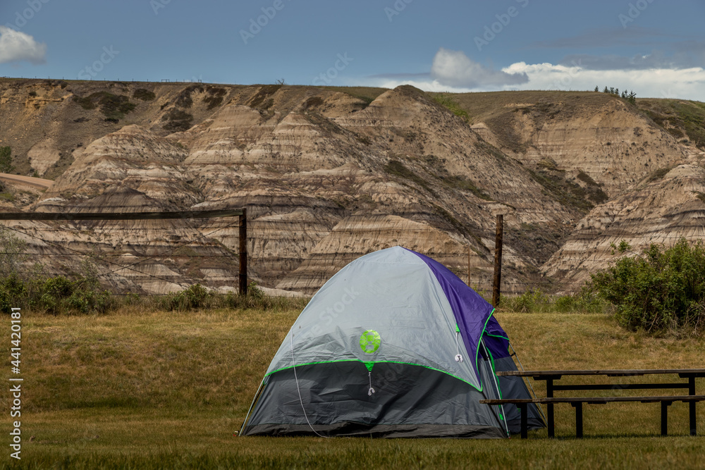 Views of the badlands from Beloit Ferry Provinical Recreation Area Alberta Canada