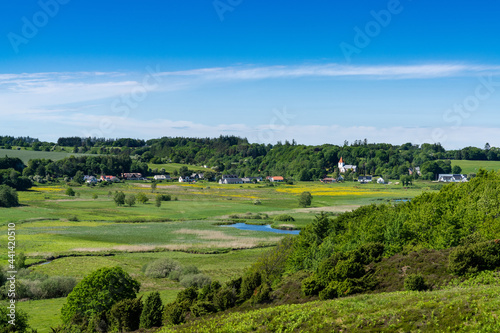 idyllic Gravlev village and meandering river landscape in nothern Denmark photo