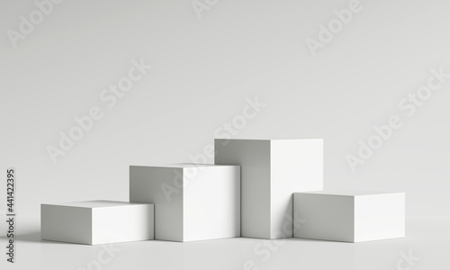 Podium product display stand on white background. 3D rendering 