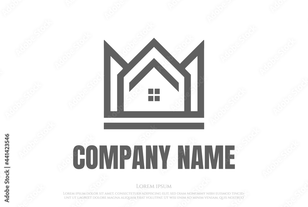 King Queen Crown House Apartment Real Estate Business Logo Design Vector