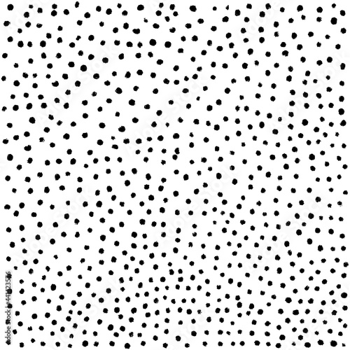 Black and white polka background. Hand drawn dot pattern design. Abstract illustration - vector