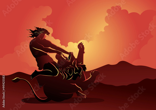 Samson fighting the lion
