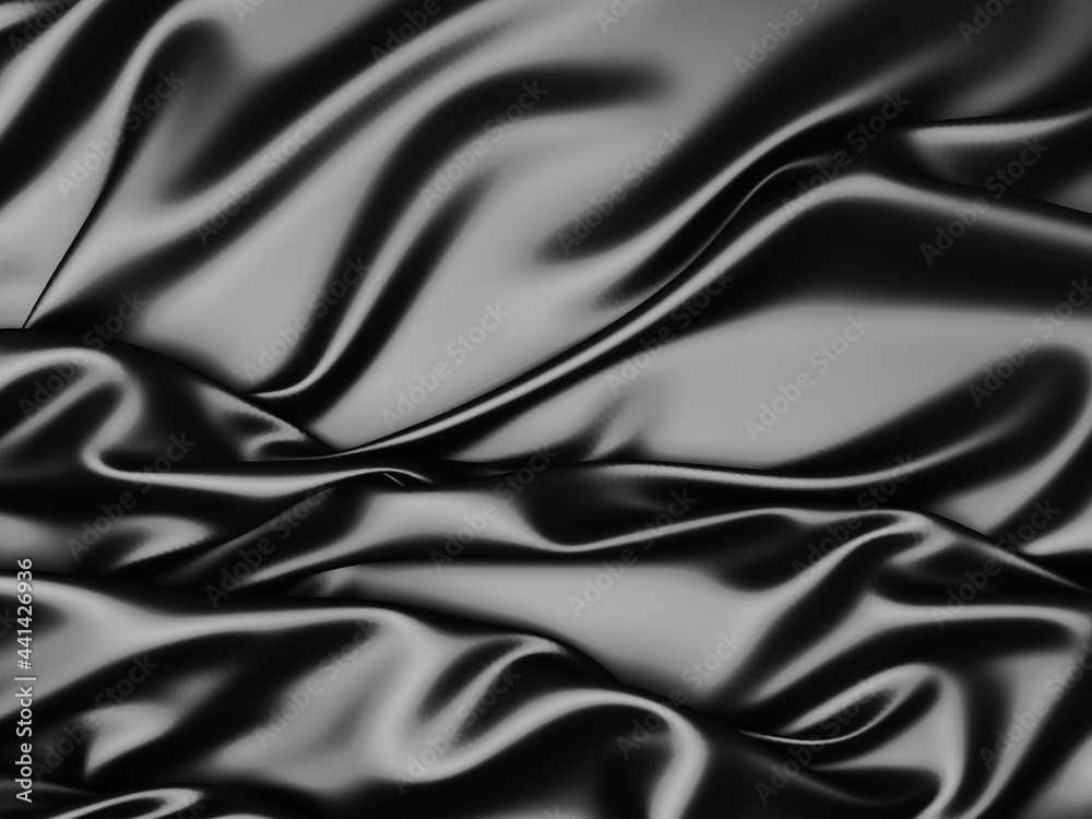 Abstract background luxury cloth waves. dark wavy soft wrinkled fabric