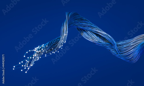 fiber optic cables with luminous terminations. photo