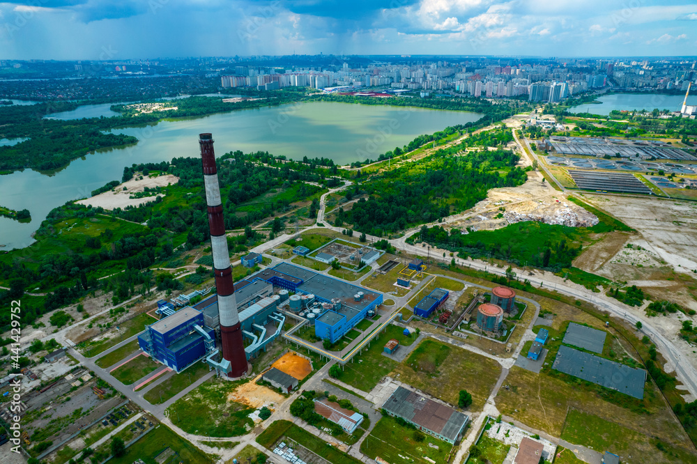 Aerial view of the power station