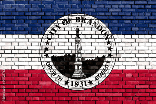 flag of Brandon, Mississippi painted on brick wall