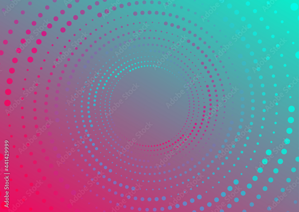 Spiral dots on gradient background. Vector illustration.	