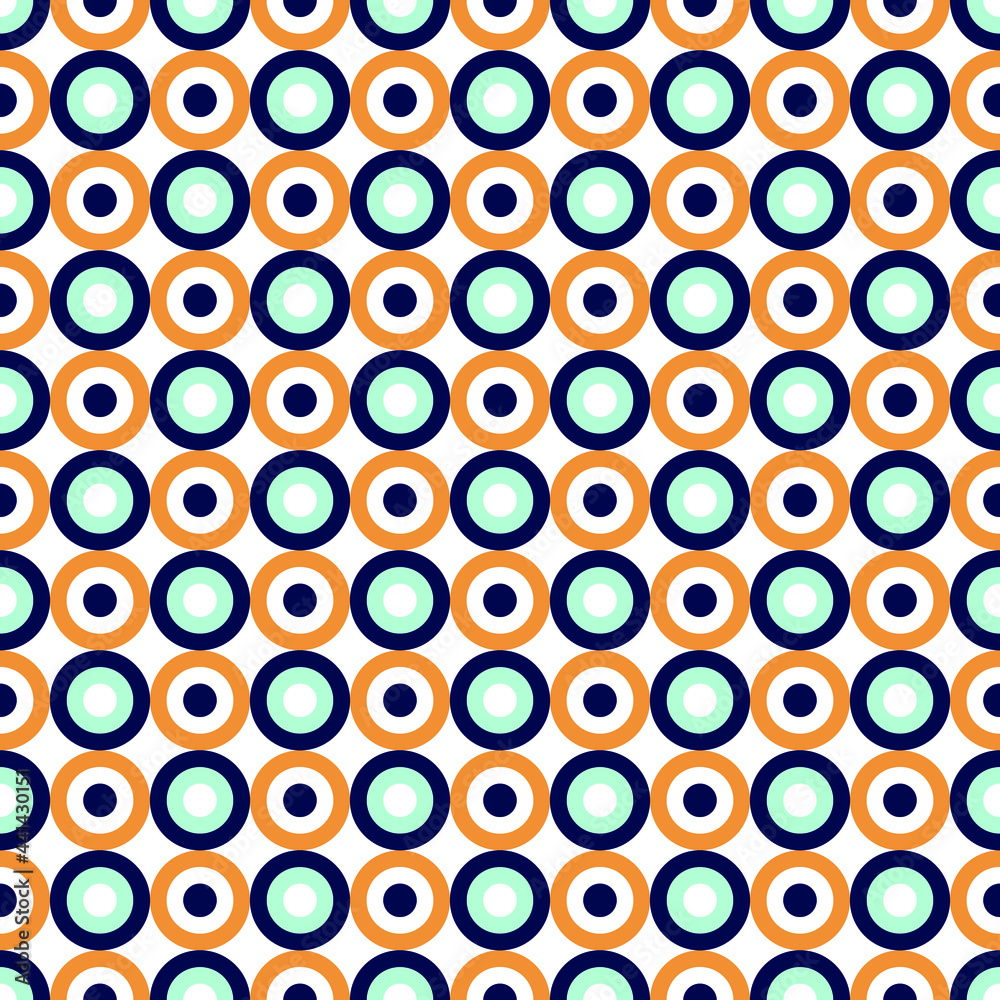  blue and orange circles seamless repeat pattern