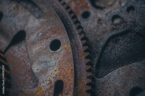 Car motor parts. Auto motor mechanic spare or automotive piece on dark backgr...