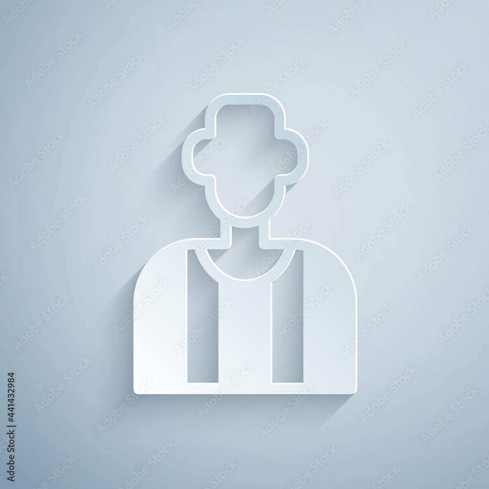 Paper cut Football or soccer referee icon isolated on grey background. Paper art style. Vector Paper cut Football or soccer referee icon isolated on grey background. Paper art style. Vector