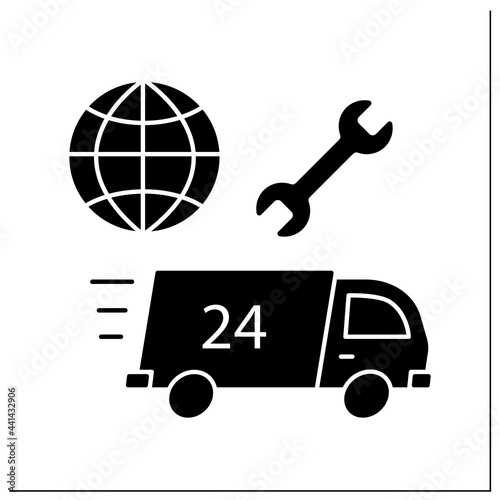 Assistance glyph icon. Fast help in arresting citizens, serious illness. Embassy service concept. Filled flat sign. Isolated silhouette vector illustration