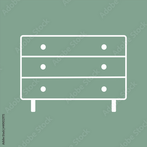 Minimalistic white commode on green backgound