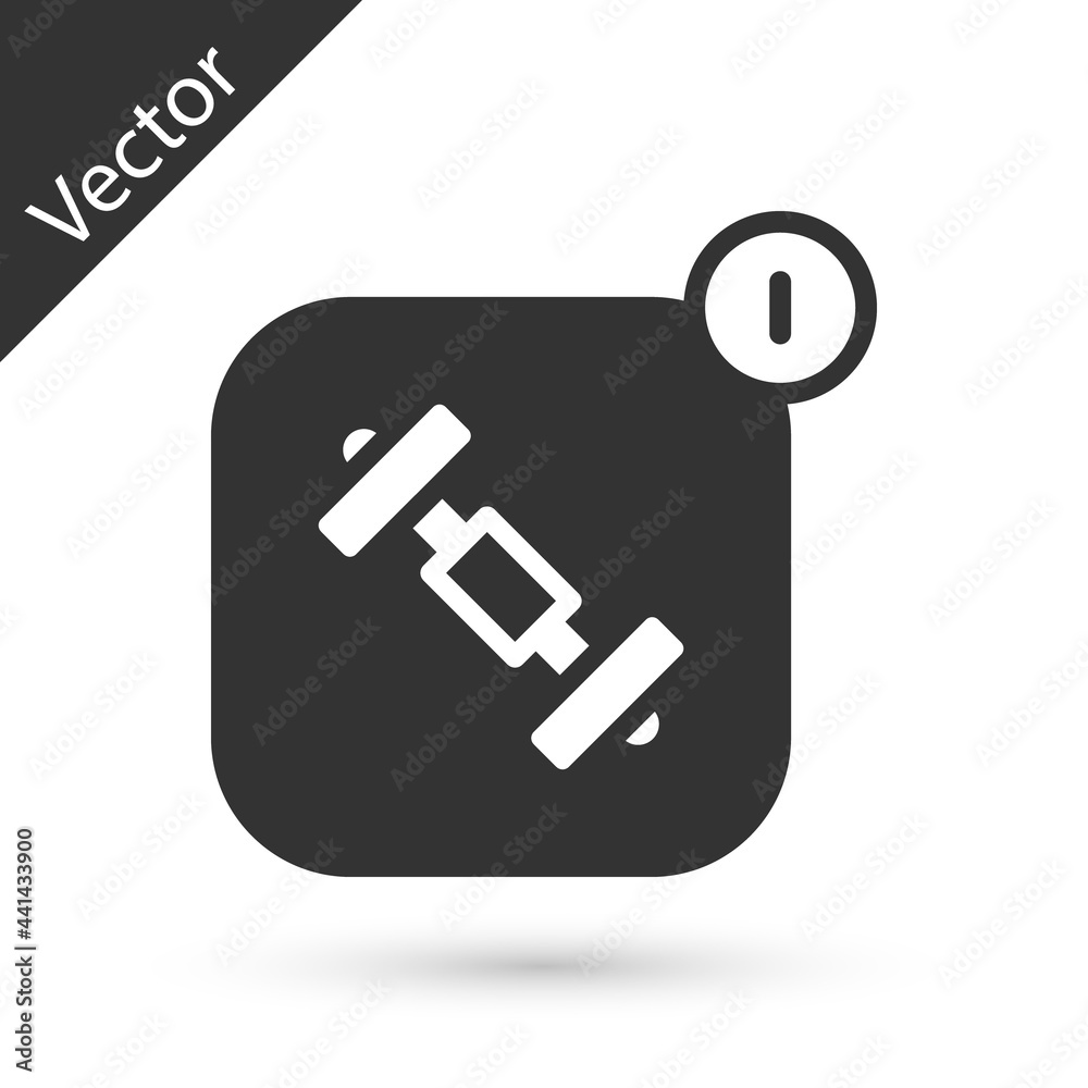 Grey Fitness app for sports icon isolated on white background. Healthcare mobile app concept. Online fitness or mobile trainer. Vector