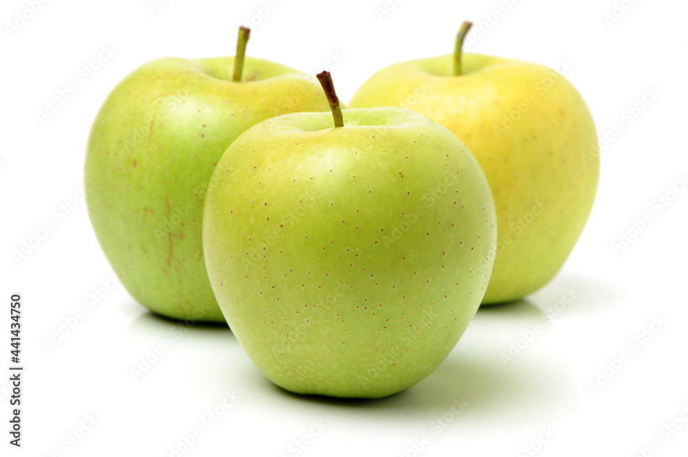 Green apple on white background