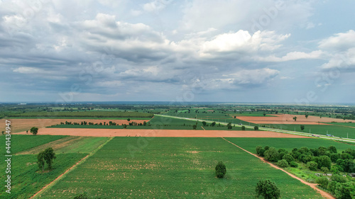 View from drone at country at nakhonratchasima,Grand canyon thailand