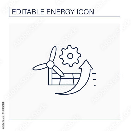 P2X line icon. Electricity conversion, energy storage, and reconversion pathways.Wind and solar energy. Electricity concept. Isolated vector illustration. Editable stroke