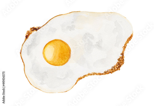 Foto Fried egg close-up, scrambled eggs close-up
