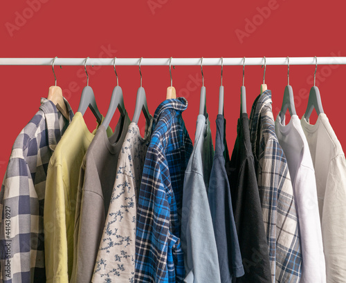 hanger rack with now clothes  studio shot