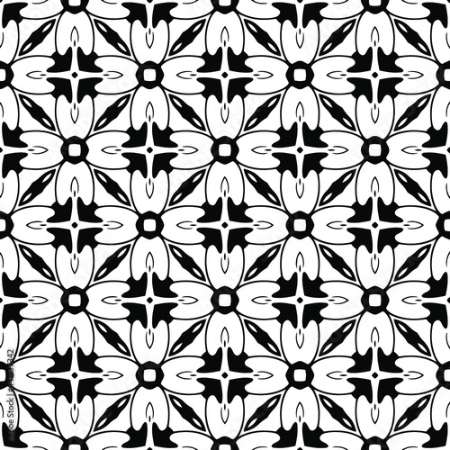 floral seamless pattern background.Geometric ornament for wallpapers and backgrounds. Black and white pattern. 
