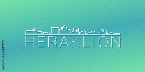 Heraklion, Greece Skyline Linear Design. Flat City Illustration Minimal Clip Art. Background Gradient Travel Vector Icon.