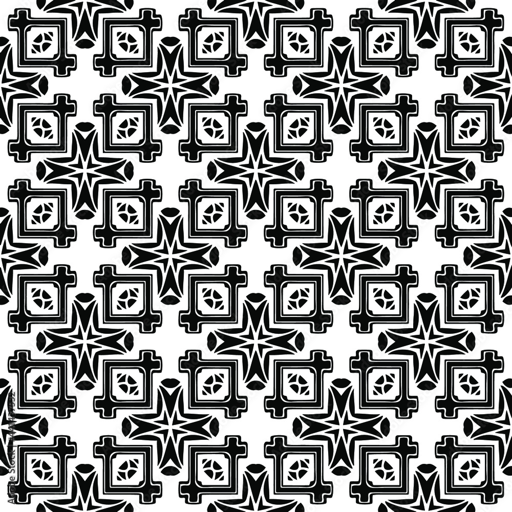 floral seamless pattern background.Geometric ornament for wallpapers and backgrounds. Black and white pattern. 

