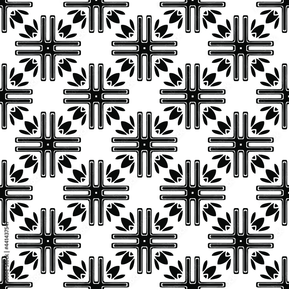 floral seamless pattern background.Geometric ornament for wallpapers and backgrounds. Black and white pattern. 
