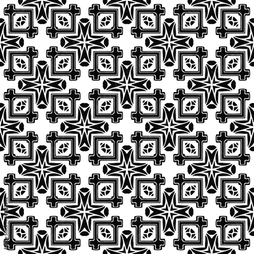 floral seamless pattern background.Geometric ornament for wallpapers and backgrounds. Black and white pattern. 
