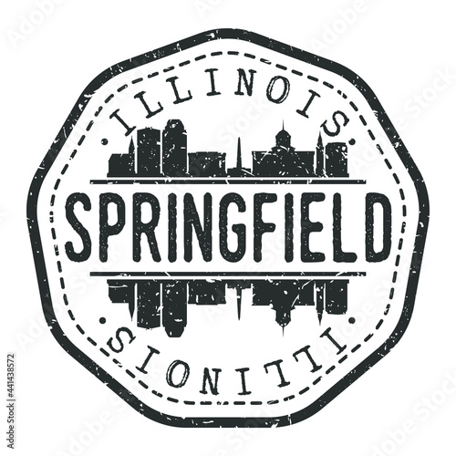 Springfield, IL, USA Stamp Skyline Postmark. Silhouette Postal Passport. City Round Vector Icon. Vintage Postage Design.
