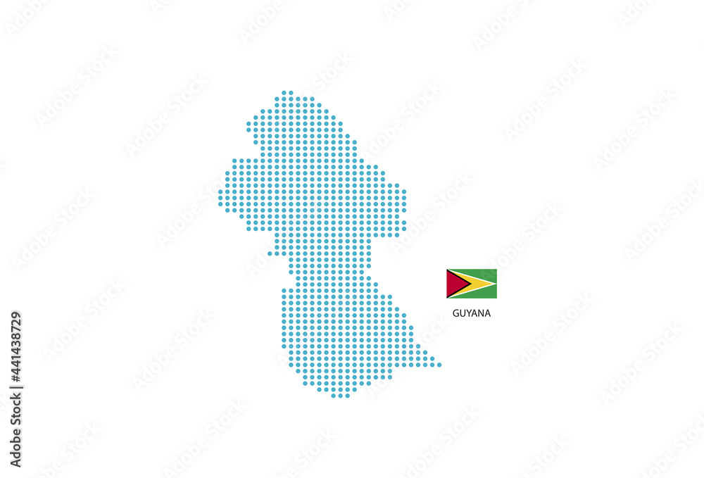 Fototapeta premium Guyana map design blue circle, white background with Guyana flag.