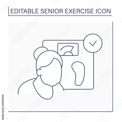 Healthy weight line icon. Normal weight. Prevention diseases. Healthy lifestyle. Senior exercise concept. Isolated vector illustration. Editable stroke