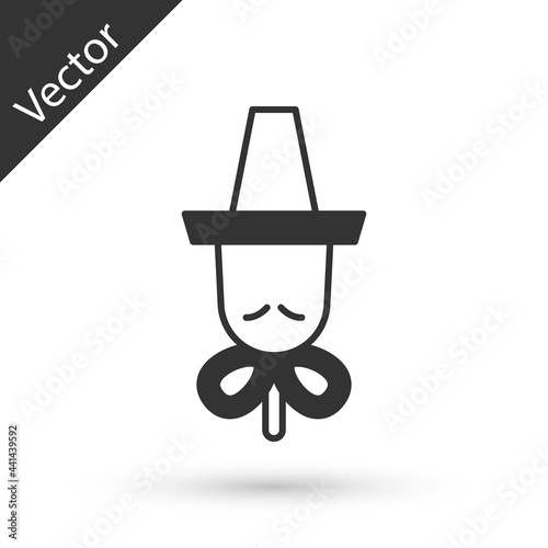 Grey Traditional korean hat icon isolated on white background. Vector