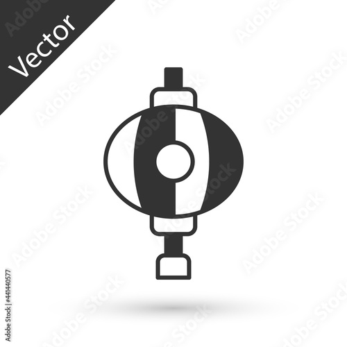 Grey Korean paper lantern icon isolated on white background. Vector