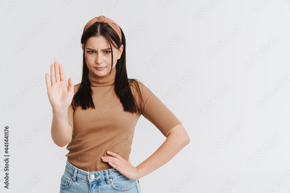 Portrait of a young white brunette casual woman Portrait of a young white brunette casual woman