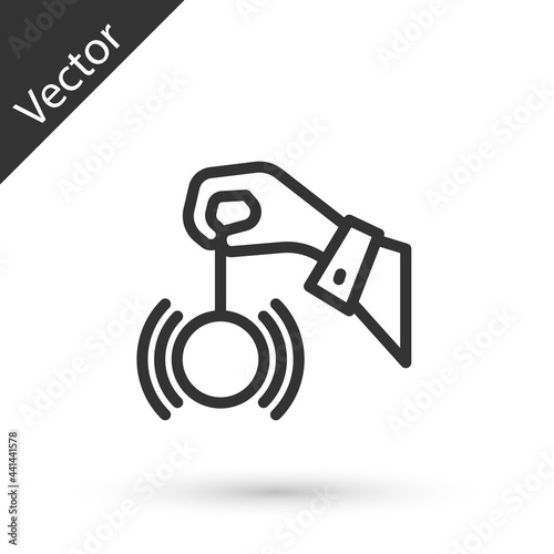 Grey line Hypnosis icon isolated on white background. Human eye with spiral hypnotic iris. Vector