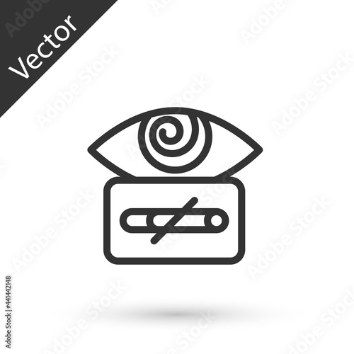 Grey line Hypnosis icon isolated on white background. Human eye with spiral hypnotic iris. Vector