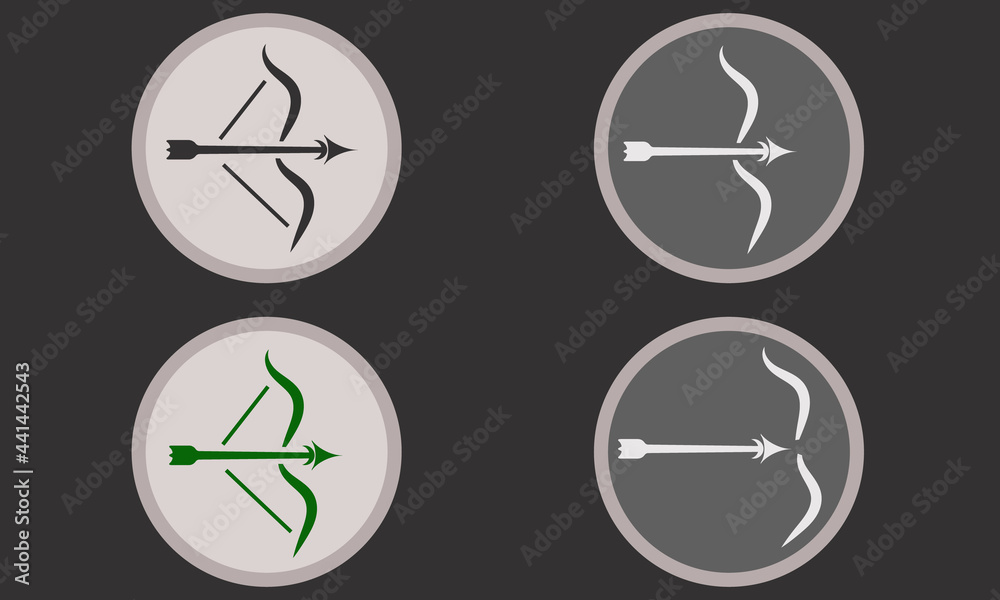 Antique bow and arrow isolated on black background. Dussehra holiday design element. Realistic style vector illustration, arrow and bow icon. Antique bow and arrow isolated on black background. Dussehra holiday design element. Realistic style vector illustration, arrow and bow icon.