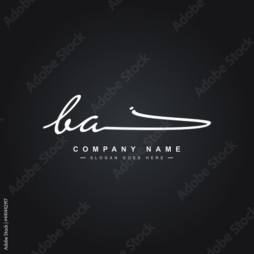 Initial Letter BA Logo - Handwritten Signature Logo