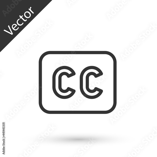 Grey line Subtitles icon isolated on white background. Vector