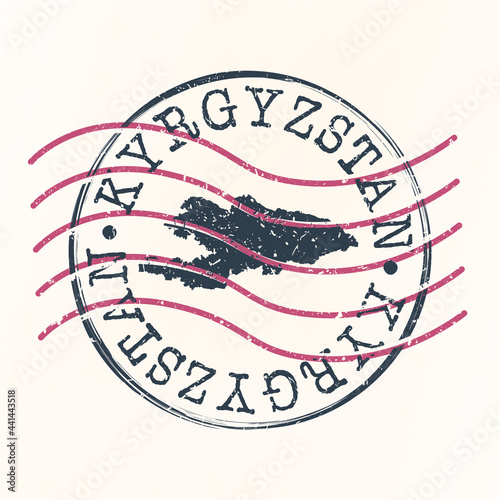 Kyrgyzstan Stamp Map Postal. Silhouette Seal Roads and Streets. Passport Round Design. Vector Icon. Design Retro Travel National Symbol.