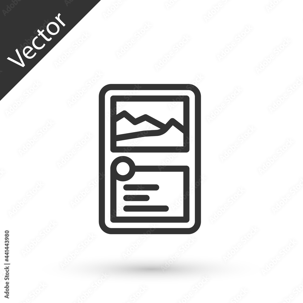 Grey line Card game collection icon isolated on white background. Fantasy ui kit with magic items. Vector Grey line Card game collection icon isolated on white background. Fantasy ui kit with magic items. Vector