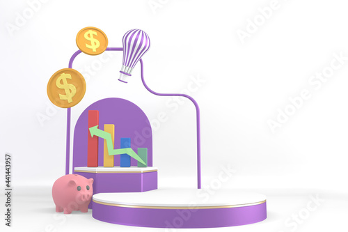 Business 3D  minimalist  mockup business abstract colorful cartoon. 3d rendering