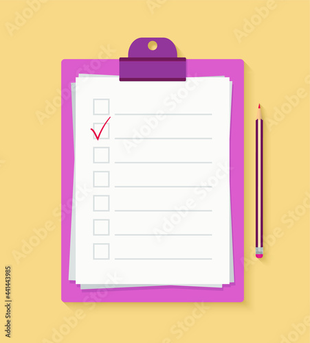 Vector illustration of clipboard with checklist