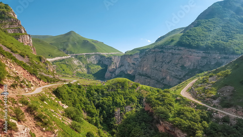 Beautiful road in the mountains. Summer in Quba. Azerbaijan