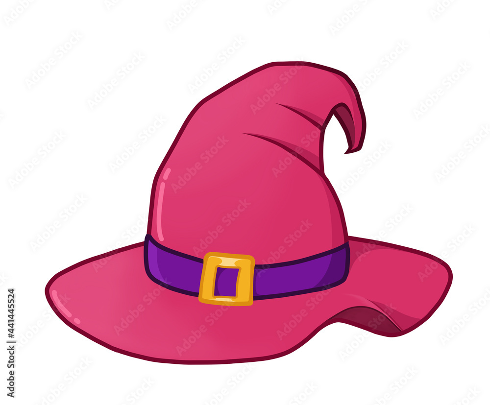 Pink witch hat. Witchcraft, magic, magic, mysticism, Halloween. Digital illustration isolated on a white background. Pink witch hat. Witchcraft, magic, magic, mysticism, Halloween. Digital illustration isolated on a white background.