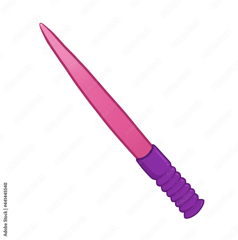 Pink magic wand of a witch or magician. Witchcraft, magic, magic, mysticism, Halloween. Digital illustration isolated on a white background.