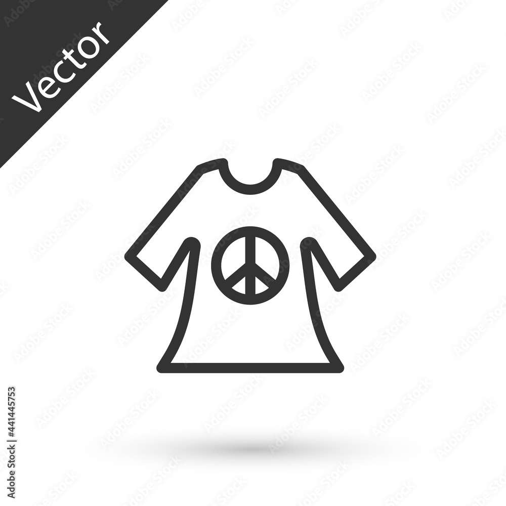 Grey line Peace symbol dress print stamp icon isolated on white background. Vector Grey line Peace symbol dress print stamp icon isolated on white background. Vector